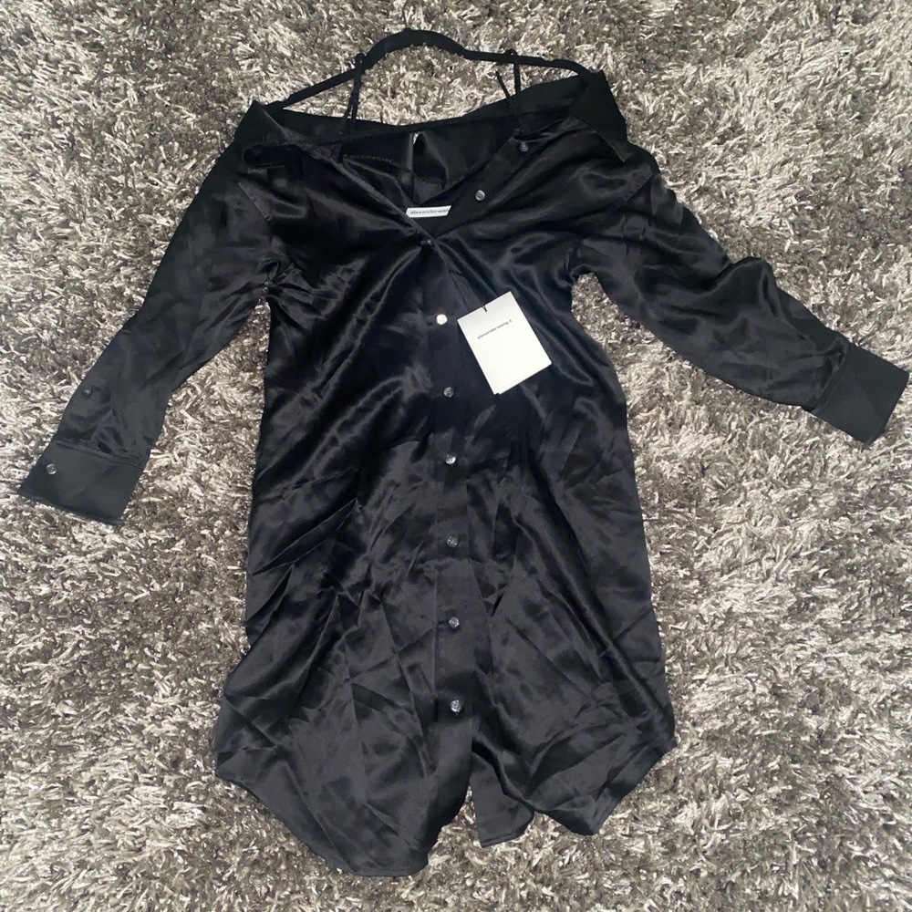 T by Alexander Wang Black Satin Dress